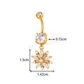 Gold stainless steel belly ring with zircon flower pendant and size measurements - Flower Cluster Style (2612-5#) / Gold