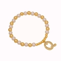 Beaded letter Q charm bracelet with white pearls and sparkling rhinestone heart pendant - Letter Q