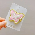 Detail of pink embroidered butterfly hair clip with gold glitter edges for girls - Pink Butterfly Hair Clip (Single)