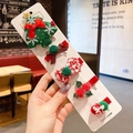 5-piece Christmas hair clip set featuring glitter trees, plaid bows and berry pom-poms - Style 2 Christmas Tree 5Pcs Set