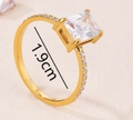 Vintage style square zircon gold ring for women with 1.9cm inner diameter size - US 6 / Gold