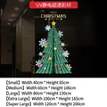 Christmas tree window stickers sizing chart with electrostatic non-adhesive application guide - SDUV-180 (Green Tree with White Border) / Small (40x65cm)