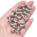 Close-up of silver bone-shaped CCB beads for handmade DIY jewelry and necklaces - Bone 18x9mm (10pcs/pack)