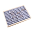 Gray velvet 40-slot wooden bracelet display tray with elegant jewelry organizers - Pine Wood Ice Gray 40 Slots Bangle Tray