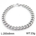 Polished silver Cuban link bracelet for men, 8mm width and 200mm length with lobster clasp - 8mm Steel Color