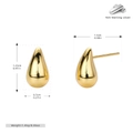 Detailed dimensions of gold S925 sterling silver water drop studs with weight information - Small / Gold