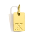 Macro detail of 18k gold plated stainless steel square pendant featuring engraved letter X - Pendant X (Without Chain)