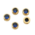 Five round golden stainless steel beads with inlaid dark blue zircon for DIY jewelry - 6mm (10 Pieces Pack) / Royal Blue Zircon