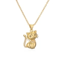 Minimalistische vergulde kattenhanger ketting met kristallen accenten op witte basis - 2078YH-Gouden Volledige Diamant Kat