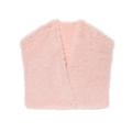 Close-up van roze imitatiebont vest met zachte pluche textuur en mouwloos open ontwerp - S / Roze