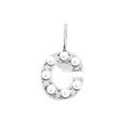 Silver letter C pendant with round pearls and stainless steel ring clasp on white background - Letter C / Steel