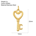 Goldener Herz-Schlüsselanhänger aus Edelstahl für DIY-Schmuck und Halsketten - Gold Herz Schlüssel