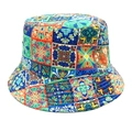 Detailed close-up of Bohemian sun flower bucket hat featuring colorful tile patterns - M (56-58cm) / Colorful Geometric Tile Print (1#)