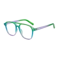 Retro double-bridge square pilot sunglasses with green to purple gradient frame - Gradient Green Frame Anti-Blue Light