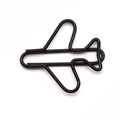 Creative airplane shaped paper clip in black coated metal for office stationery use - Black