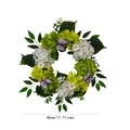 45cm Autumn wreath with green and white hydrangeas, purple butterflies and daisies - Green White Hydrangea Wreath