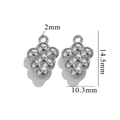 Silver grape pendant in stainless steel with 14.5mm height and 10.3mm width details - Grape Bunch 554 / Silver
