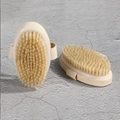 Dual-sided body brush with natural boar bristles and smooth wooden handle - Maple Wood Handheld Brush 12.5x6.5cm