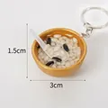 Miniature golden bowl keychain with white beans and spoon, 3cm simulation food toy - 3cm Gold Bowl-No.10 (Keychain)