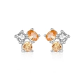 S925 sterling silver stud earrings with orange and champagne cubic zirconia stones - 925 Silver / Silver / Champagne