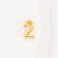 Macro detail of gold number 2 charm for 10mm stainless steel mesh bracelet - Number 2