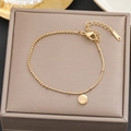 18k gold plated stainless steel bracelet with ball and snake chain and round pendant - Gold Patchwork Bead Snake Style (555)