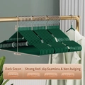 Dark green non-slip metal hangers with PVC coating for seamless adult clothing storage - Dark Green (Standard 40g)