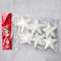 Set of 6 white star Christmas ornaments with colored sequins and silver hanging strings - 5CM White Foam Five-Point Stars (6Pcs/Colored Dots) (PS-027)