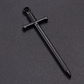 Polished black stainless steel sword pendant with top ring for DIY jewelry making - Pendant with Necklace / Black