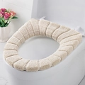 Soft cream white knitted pumpkin pattern toilet seat cover with thickened warm plush texture - Nordic Khaki