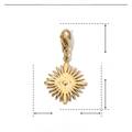Detailed dimensions of the gold stainless steel sun pendant with lobster clasp and weight - Simple Stainless Steel Sun-YF075