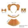5-piece lion costume set with headband, tutu, and tail for Halloween role-play party - Lion Costume 5-Piece Set (Tutu+Face Sticker)
