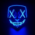 Halloween LED masker blauw met EL-draad en dubbele X-ogen op een zwarte achtergrond - Volwassene / Blauw