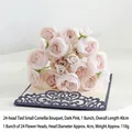 Dusty pink artificial camellia bouquet with 24 flower heads for home decoration - Dark Pink