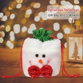 Christmas snowman drawstring gift bag made of plush fabric, size 17.5cm by 14cm - Round Drawstring Apple Bag Snowman