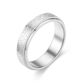 Macro detail of silver frosted stainless steel ring with polished edges and matte finish - 6mm Matte Silver-Size 12