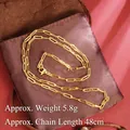 Golden paperclip chain necklace with lobster clasp, 48cm length and 5.8g weight detail - French Minimalist Chain (X2710)
