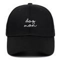 Cappellino da baseball classico in cotone nero con ricamo Dog Mom bianco sul davanti - Regolabile / Nero