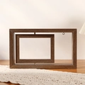 Marco de fotos de madera giratorio en nogal oscuro con diseño de rotación de 360 grados - Marrón Horizontal-7 Pulgadas Con Luz