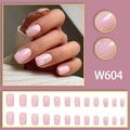 Unghie finte rosa gelatina con margherite bianche, forma quadrata corta, set da 24 pezzi - Stile Colla Margherita Rosa (W604)