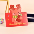 Christmas greeting card featuring a cute cartoon deer with gifts and Merry Christmas text - Christmas Deer