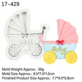 Siliconen vorm voor babywagen fondant taart en koekjes met 'Baby' belettering en strikje - 2#--Kinderwagen / Grijs