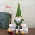 50cm grüner Weihnachtswichtel mit langen Streifenbeinen und weißem Bart als Deko-Puppe - Grün