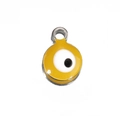 Single golden stainless steel evil eye pendant with yellow enamel for DIY jewelry making - Yellow-Steel