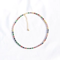 Collana con pietre preziose arcobaleno con catena d'oro e cristalli colorati - Stile Arcobaleno con Strass Quadrato Tonalità Oro (XL0026 Oro)