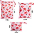 Pink rose floral waterproof diaper bag set in large medium and small sizes - BF117 Pink Rose