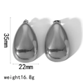 Orecchini a goccia in argento lucido per donna, 35mm x 22mm, su sfondo bianco - Oro 18K / Stile Goccia d'Acqua Argentata (TE6680-S)