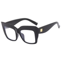 Occhiali oversize neri quadrati stile cat-eye con eleganti dettagli in metallo dorato - Montatura Nera