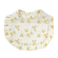 Baby cotton muslin bib with yellow floral print and ruffle edge with snap button - Fresh Blue Yellow Floral (WW55-4)