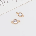 Golden micro-pave cubic zirconia round link connectors with double loops for DIY jewelry - 02# Small Round Double Loop (6*11mm)
